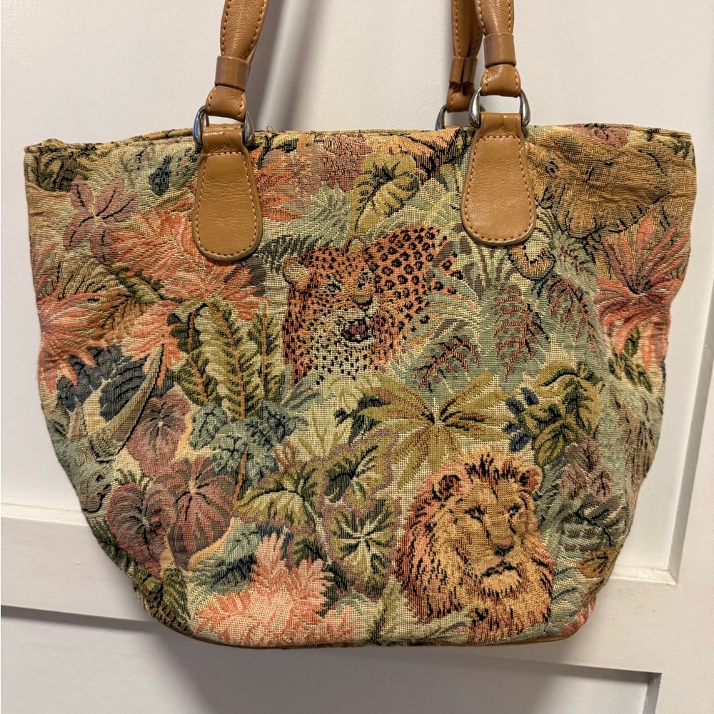 Vintage Tapestry Jungle Tropical Animal Bag Leopard Cheetah Lion